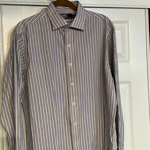 Polo‎ Ralph Lauren 17 34/35 dress shirt newly dry cleaned. Orange & blue